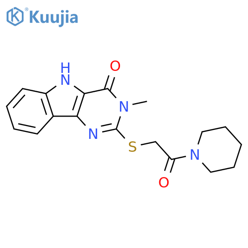 3-methyl-2-{2-oxo-2-(piperidin-1-yl)ethylsulfanyl}-3H,4H,5H-pyrimido5,4-bindol-4-one structure