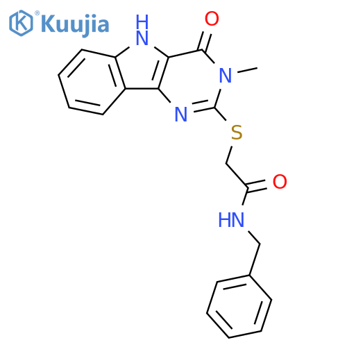 N-benzyl-2-({3-methyl-4-oxo-3H,4H,5H-pyrimido5,4-bindol-2-yl}sulfanyl)acetamide structure