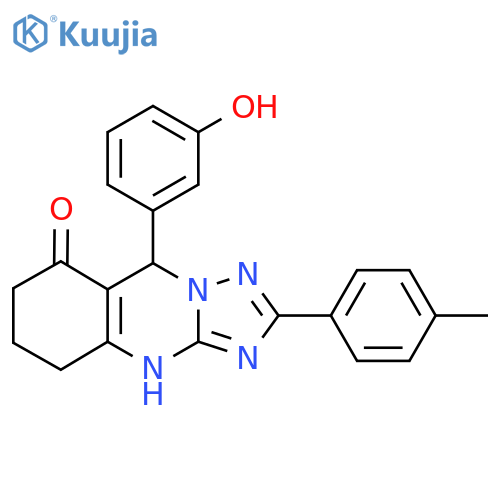 9-(3-hydroxyphenyl)-2-(4-methylphenyl)-4H,5H,6H,7H,8H,9H-1,2,4triazolo3,2-bquinazolin-8-one structure