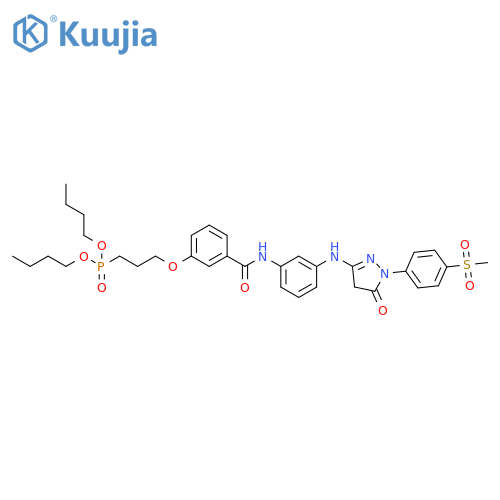 Phosphonic acid,[3-[3-[[[3-[[4,5-dihydro-1-[4-(methylsulfonyl)phenyl]-5-oxo-1H-pyrazol-3-yl]amino]phenyl]amino]carbonyl]phenoxy]propyl]-, dibutyl ester structure