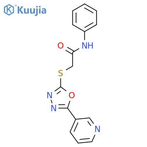 N-phenyl-2-{5-(pyridin-3-yl)-1,3,4-oxadiazol-2-ylsulfanyl}acetamide structure