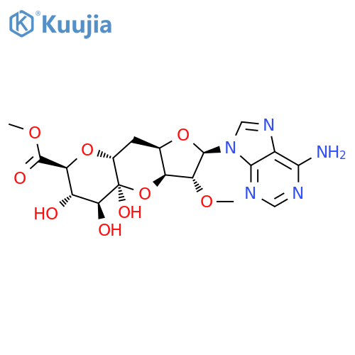 D-arabino-a-L-ido-7-Undeculo-7,3-pyranose-1,4-furanuronicacid, 1-(6-amino-9H-purin-9-yl)-6,10-anhydro-1,5-dideoxy-2-O-methyl-, methylester, (7S)- structure