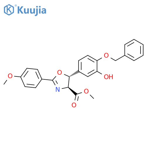 4-Oxazolecarboxylic acid,4,5-dihydro-5-[3-hydroxy-4-(phenylmethoxy)phenyl]-2-(4-methoxyphenyl)-, methyl ester, (4S,5R)- structure