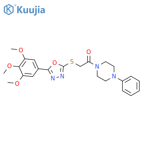 1-(4-phenylpiperazin-1-yl)-2-{[5-(3,4,5-trimethoxyphenyl)-1,3,4-oxadiazol-2-yl]sulfanyl}ethan-1-one structure