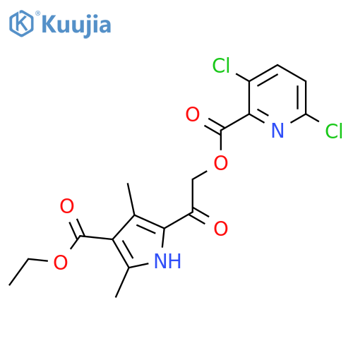 2-[4-(ethoxycarbonyl)-3,5-dimethyl-1H-pyrrol-2-yl]-2-oxoethyl 3,6-dichloropyridine-2-carboxylate structure