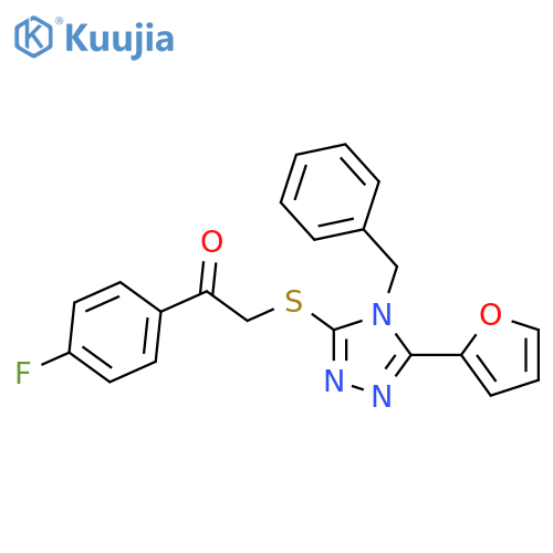 2-{4-benzyl-5-(furan-2-yl)-4H-1,2,4-triazol-3-ylsulfanyl}-1-(4-fluorophenyl)ethan-1-one structure
