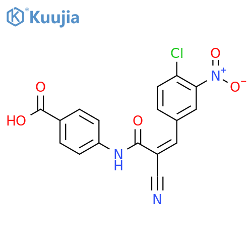 4-[3-(4-Chloro-3-nitrophenyl)-2-cyanoprop-2-enamido]benzoic acid structure