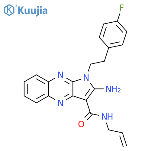 2-amino-1-2-(4-fluorophenyl)ethyl-N-(prop-2-en-1-yl)-1H-pyrrolo2,3-bquinoxaline-3-carboxamide structure