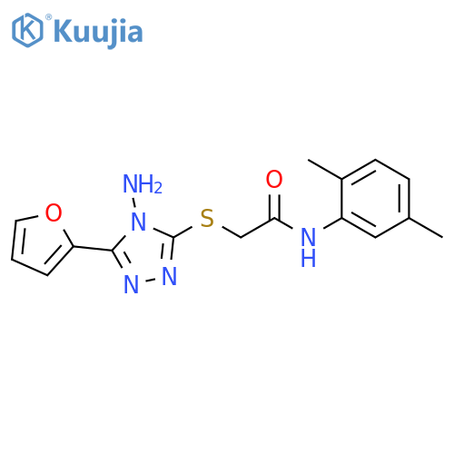2-{4-amino-5-(furan-2-yl)-4H-1,2,4-triazol-3-ylsulfanyl}-N-(2,5-dimethylphenyl)acetamide structure