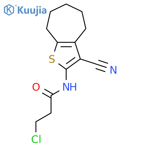 <br>3-Chloro-N-(3-cyano-5,6,7,8-tetrahydro-4H-cyclohepta[b]thiophen-2-yl)-propi onamide structure
