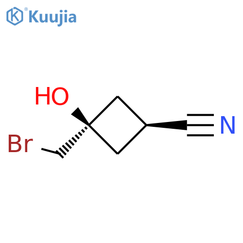 cis-3-(bromomethyl)-3-hydroxycyclobutane-1-carbonitrile structure