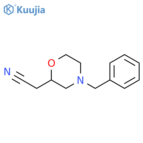 (4-benzylmorpholin-2-yl)acetonitrile structure