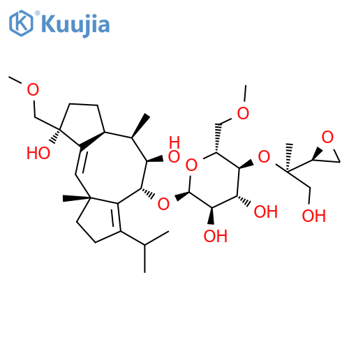 (4R,5R,6R,6aS,9R,9aE,10aR)-5,9-dihydroxy-9-(methoxymethyl)-6,10a-dimethyl-3-(propan-2-yl)-1,2,4,5,6,6a,7,8,9,10a-decahydrodicyclopenta[a,d][8]annulen-4-yl 4-O-{(2R)-1-hydroxy-2-[(2S)-oxiran-2-yl]propan-2-yl}-6-O-methyl-alpha-D-glucopyranoside structure