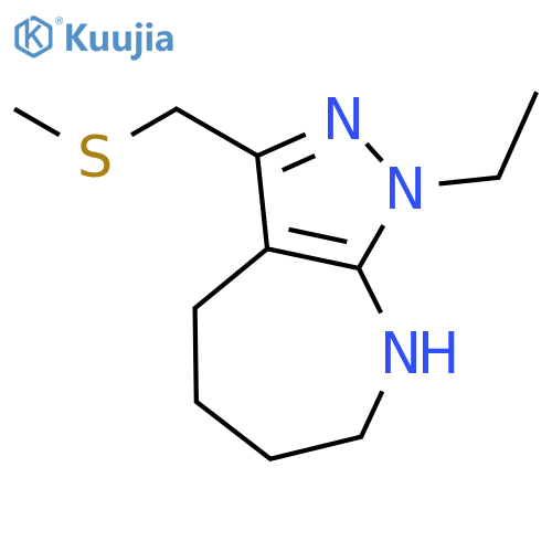 Pyrazolo[3,4-b]azepine, 1-ethyl-1,4,5,6,7,8-hexahydro-3-[(methylthio)methyl]- (9CI) structure