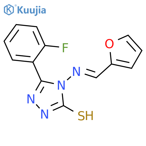 <br>(E)-5-(2-fluorophenyl)-4-((furan-2-ylmethylene)amino)-4H-1,2,4-triazole-3-t hiol structure