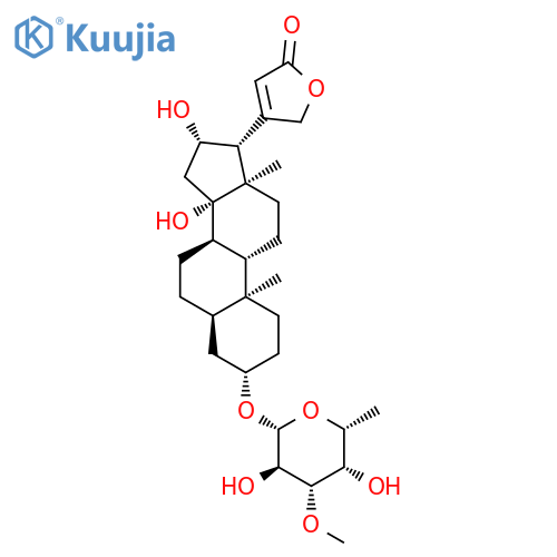 (3&#x3B2;,5&#x3B2;,16&#x3B2;)-3-[(6-deoxy-3-O-methyl-D-galactopyranosyl)oxy]-14,16-dihydroxycard-20(22)-enolide structure