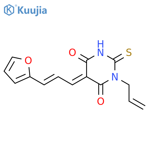 (5Z)-5-[(2E)-3-(furan-2-yl)prop-2-en-1-ylidene]-1-(prop-2-en-1-yl)-2-thioxodihydropyrimidine-4,6(1H,5H)-dione structure