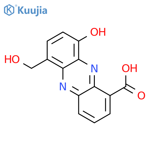 9-Hydroxy-6-(hydroxymethyl)-1-phenazinecarboxylic acid structure