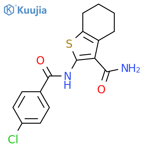 2-(4-chlorobenzamido)-4,5,6,7-tetrahydro-1-benzothiophene-3-carboxamide structure