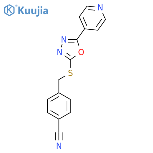 4-[(5-Pyridin-4-yl-1,3,4-oxadiazol-2-yl)sulfanylmethyl]benzonitrile structure