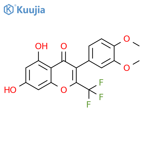 3-(3,4-dimethoxyphenyl)-5,7-dihydroxy-2-(trifluoromethyl)-4H-chromen-4-one structure