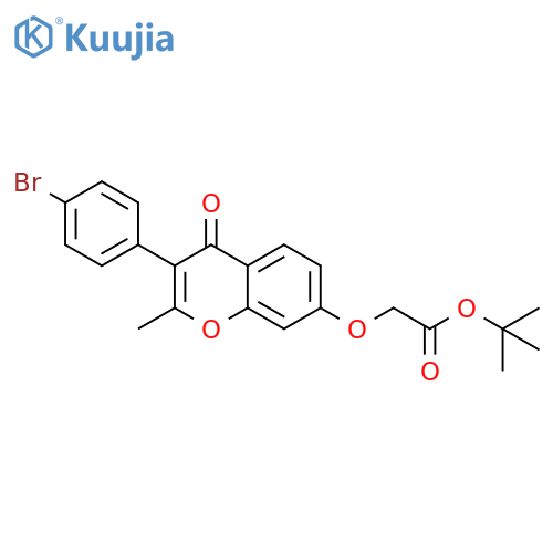 tert-butyl 2-{3-(4-bromophenyl)-2-methyl-4-oxo-4H-chromen-7-yloxy}acetate structure