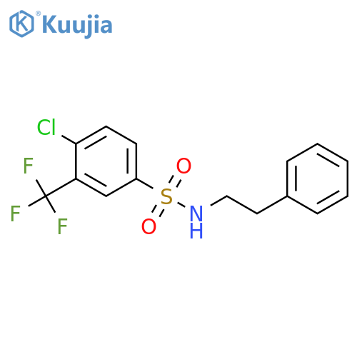 4-chloro-N-(2-phenylethyl)-3-(trifluoromethyl)benzene-1-sulfonamide structure