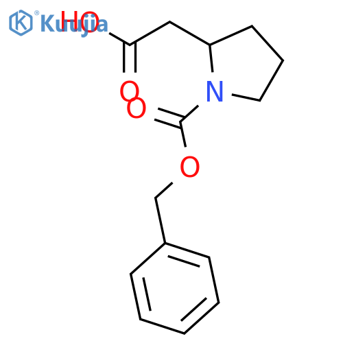 2-(2R)-1-(benzyloxy)carbonylpyrrolidin-2-ylacetic acid structure