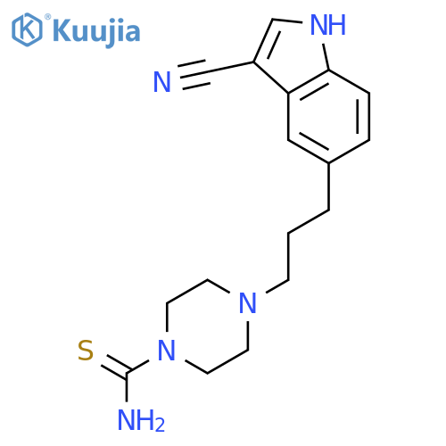 1-Piperazinecarbothioamide, 4-[3-(3-cyano-1H-indol-5-yl)propyl]- structure