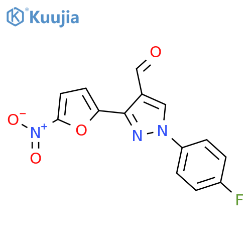 1H-Pyrazole-4-carboxaldehyde, 1-(4-fluorophenyl)-3-(5-nitro-2-furanyl)- structure