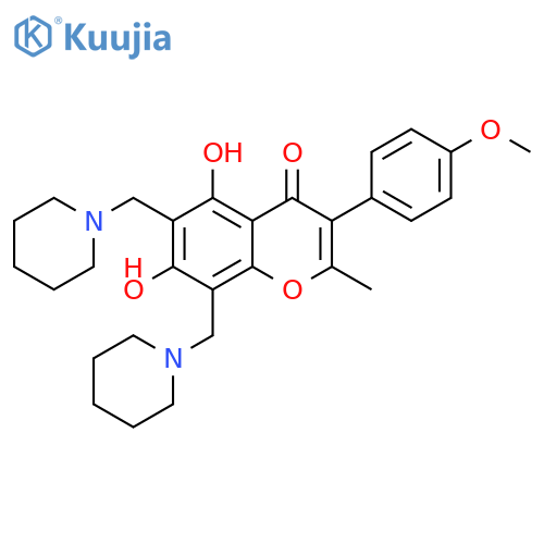 5,7-dihydroxy-3-(4-methoxyphenyl)-2-methyl-6,8-bis(piperidin-1-yl)methyl-4H-chromen-4-one structure