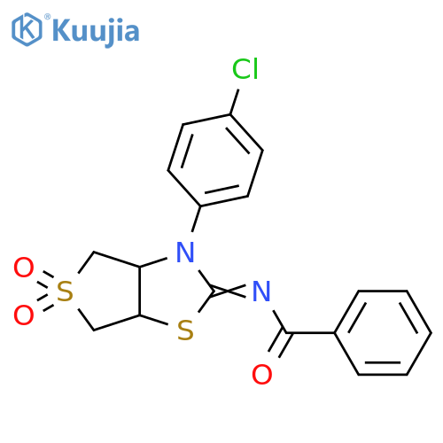 N-(2Z)-3-(4-chlorophenyl)-5,5-dioxo-hexahydro-5lambda6-thieno3,4-d1,3thiazol-2-ylidenebenzamide structure