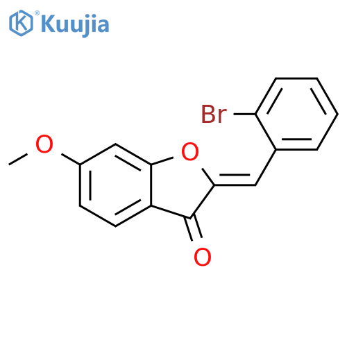 (2Z)-2-(2-bromophenyl)methylidene-6-methoxy-2,3-dihydro-1-benzofuran-3-one structure