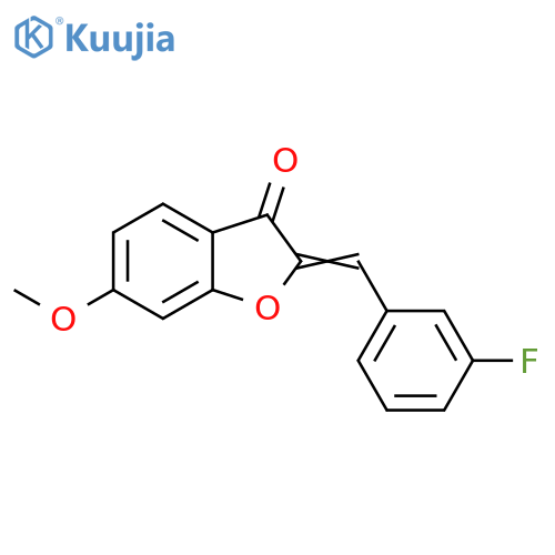 (2Z)-2-(3-fluorophenyl)methylidene-6-methoxy-2,3-dihydro-1-benzofuran-3-one structure