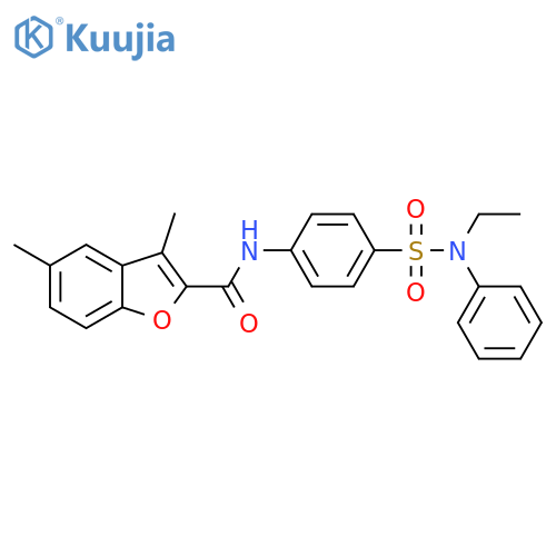 N-{4-ethyl(phenyl)sulfamoylphenyl}-3,5-dimethyl-1-benzofuran-2-carboxamide structure