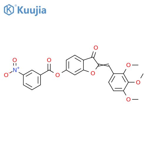 (2Z)-3-oxo-2-(2,3,4-trimethoxyphenyl)methylidene-2,3-dihydro-1-benzofuran-6-yl 3-nitrobenzoate structure