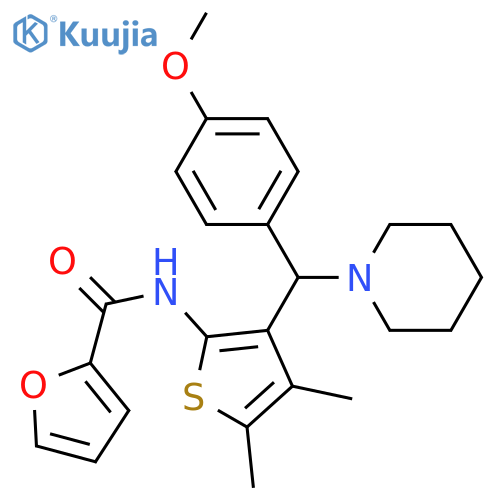 N-{3-(4-methoxyphenyl)(piperidin-1-yl)methyl-4,5-dimethylthiophen-2-yl}furan-2-carboxamide structure
