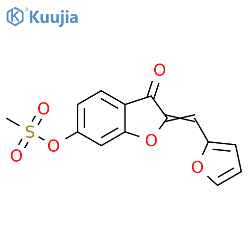 (2Z)-2-(furan-2-yl)methylidene-3-oxo-2,3-dihydro-1-benzofuran-6-yl methanesulfonate structure