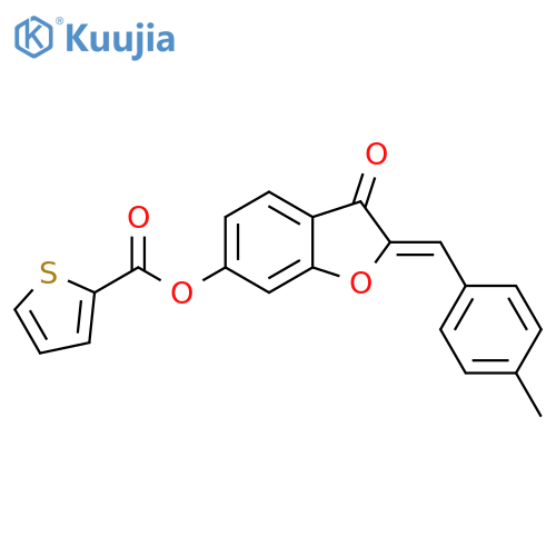 (2Z)-2-(4-methylphenyl)methylidene-3-oxo-2,3-dihydro-1-benzofuran-6-yl thiophene-2-carboxylate structure