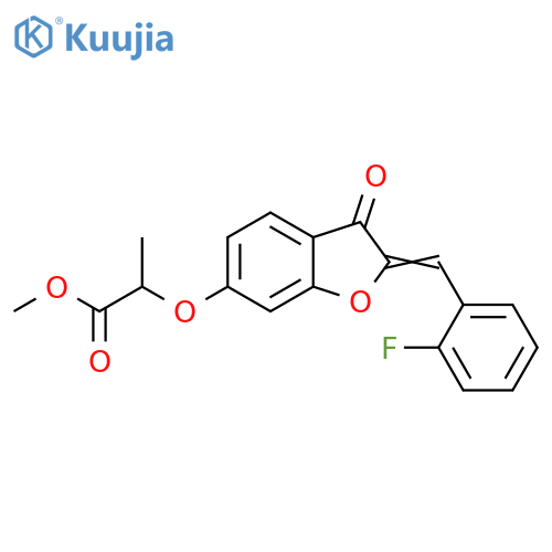methyl 2-{(2Z)-2-(2-fluorophenyl)methylidene-3-oxo-2,3-dihydro-1-benzofuran-6-yloxy}propanoate structure