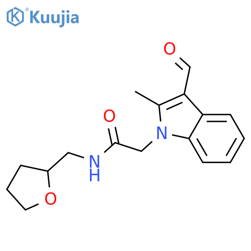 2-(3-Formyl-2-methylindol-1-yl)-N-(oxolan-2-ylmethyl)acetamide structure