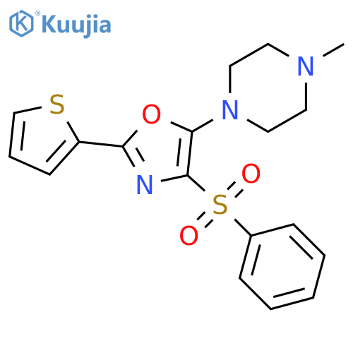 1-4-(benzenesulfonyl)-2-(thiophen-2-yl)-1,3-oxazol-5-yl-4-methylpiperazine structure