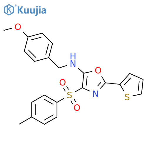 N-(4-methoxyphenyl)methyl-4-(4-methylbenzenesulfonyl)-2-(thiophen-2-yl)-1,3-oxazol-5-amine structure