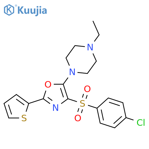 1-4-(4-chlorobenzenesulfonyl)-2-(thiophen-2-yl)-1,3-oxazol-5-yl-4-ethylpiperazine structure