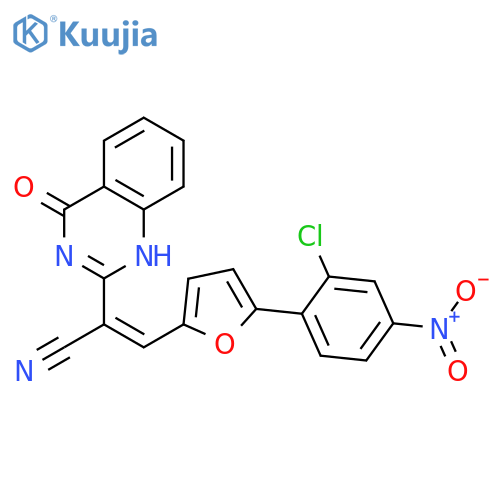 (2E)-3-5-(2-chloro-4-nitrophenyl)furan-2-yl-2-(4-oxo-3,4-dihydroquinazolin-2-yl)prop-2-enenitrile structure
