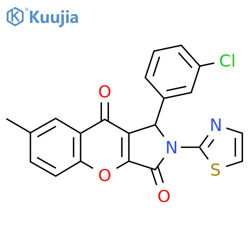 1-(3-chlorophenyl)-7-methyl-2-(1,3-thiazol-2-yl)-1H,2H,3H,9H-chromeno2,3-cpyrrole-3,9-dione structure