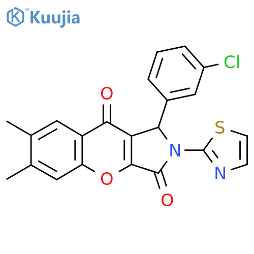 1-(3-chlorophenyl)-6,7-dimethyl-2-(1,3-thiazol-2-yl)-1H,2H,3H,9H-chromeno2,3-cpyrrole-3,9-dione structure