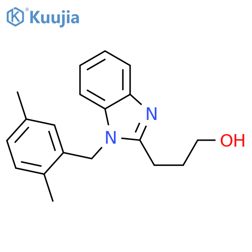 3-{1-(2,5-dimethylphenyl)methyl-1H-1,3-benzodiazol-2-yl}propan-1-ol structure