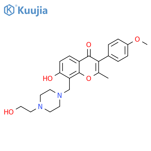 7-hydroxy-8-{4-(2-hydroxyethyl)piperazin-1-ylmethyl}-3-(4-methoxyphenyl)-2-methyl-4H-chromen-4-one structure