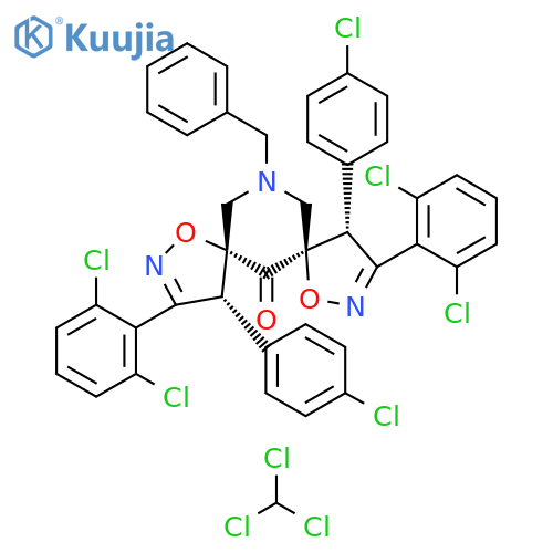 1,8-Dioxa-2,9,13-triazadispiro[4.1.4.3]tetradeca-2,9-dien-6-one, 4,11-bis(4-chlorophenyl)-3,10-bis(2,6-dichlorophenyl)-13-(phenylmethyl)-, (4R,5R,7R,11R)-rel-, compd. with trichloromethane (1:1) structure